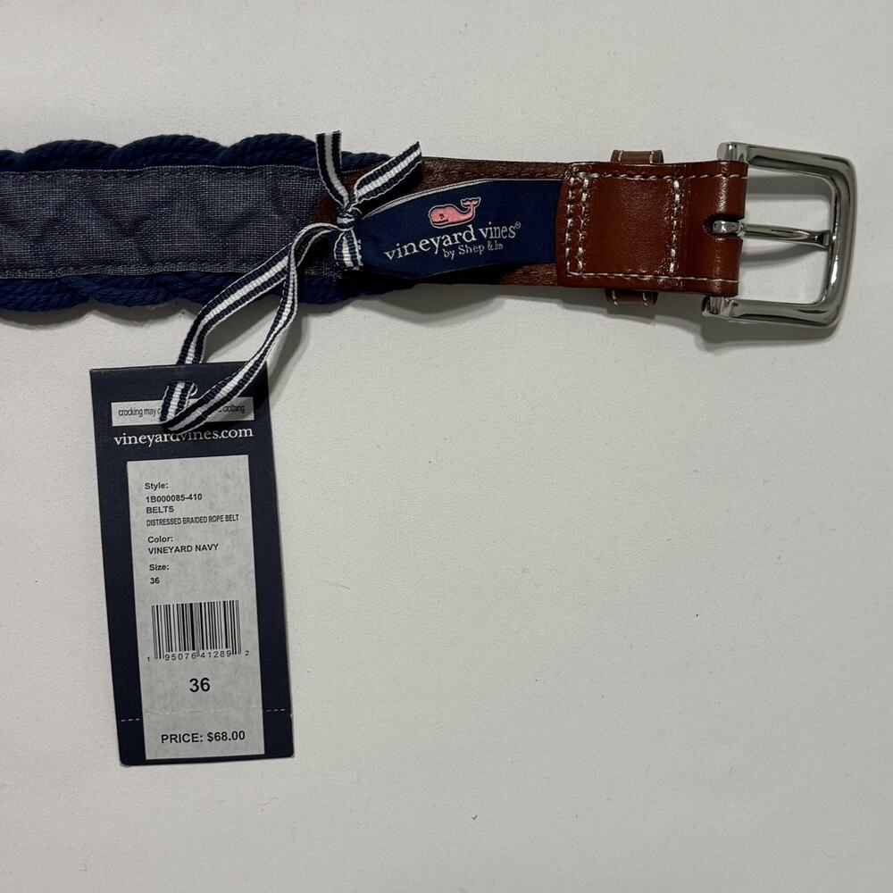 NWT Vineyard Vines Men's Braided Rope Belt - Distressed Navy / Size 36 - Picture 5 of 9